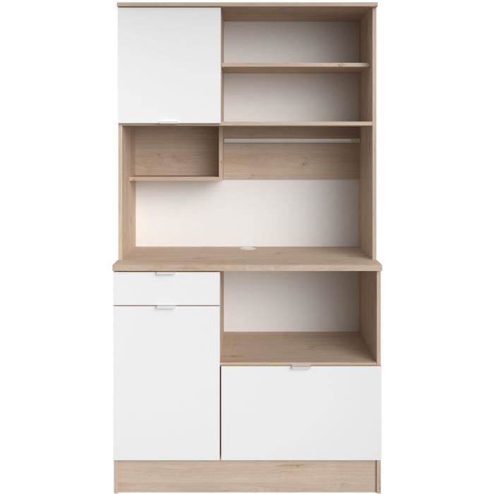 Buffet de cuisine - BECOOL - 100,2 x 185,7 x 45,3 cm - Chene / Blanc - PARISOT