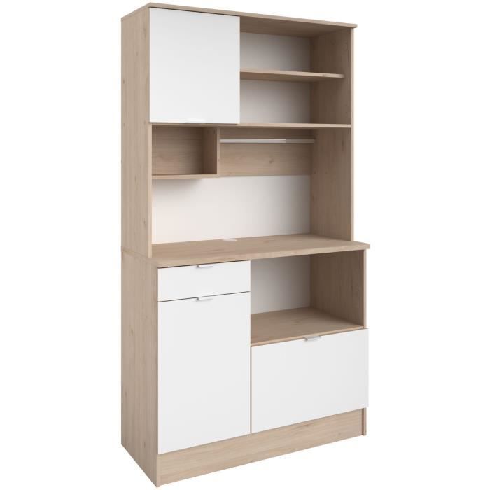 Buffet de cuisine - BECOOL - 100,2 x 185,7 x 45,3 cm - Chene / Blanc - PARISOT