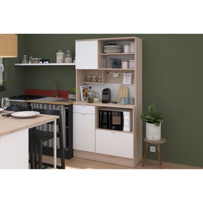 Buffet de cuisine - BECOOL - 100,2 x 185,7 x 45,3 cm - Chene / Blanc - PARISOT