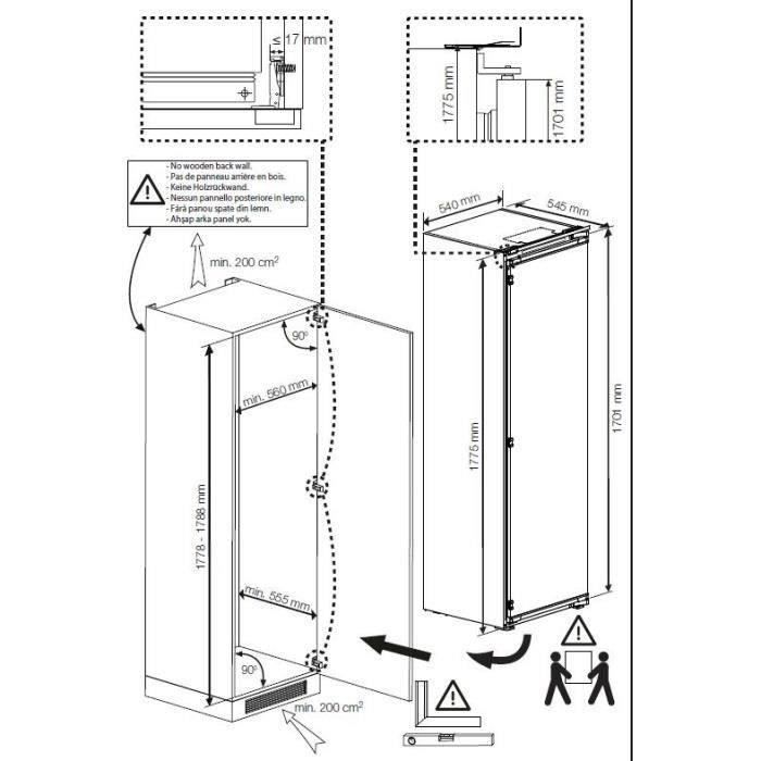 Congélateur armoire - BEKO - BFNA247E40SN - Intégrable - 6 tiroirs + 1 compartiment - 10 kg/24h - Classe E - 177,5x54x54,5
