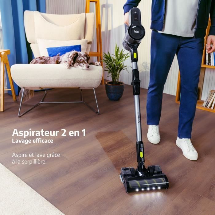 BEKO VRT84225VI - Aspirateur Balai sans fil - Puissance d'aspiration 100 Air Watts - Brosse éclairée - Autonomie jusqu'a 45 minutes