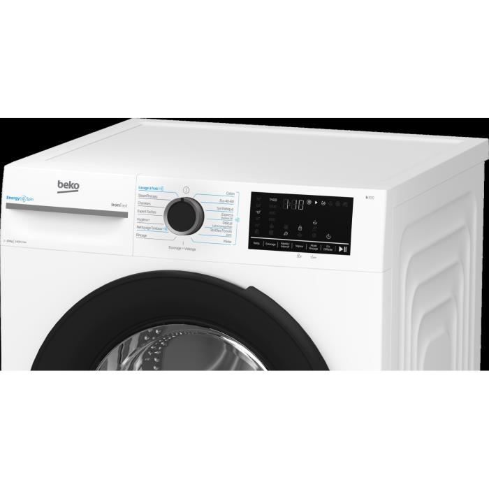 Lave-linge hublot BEKO Série b300 BM3WFU410411B - 10 kg - Induction - L60cm - 1400 trs/min - Classe A - Blanc