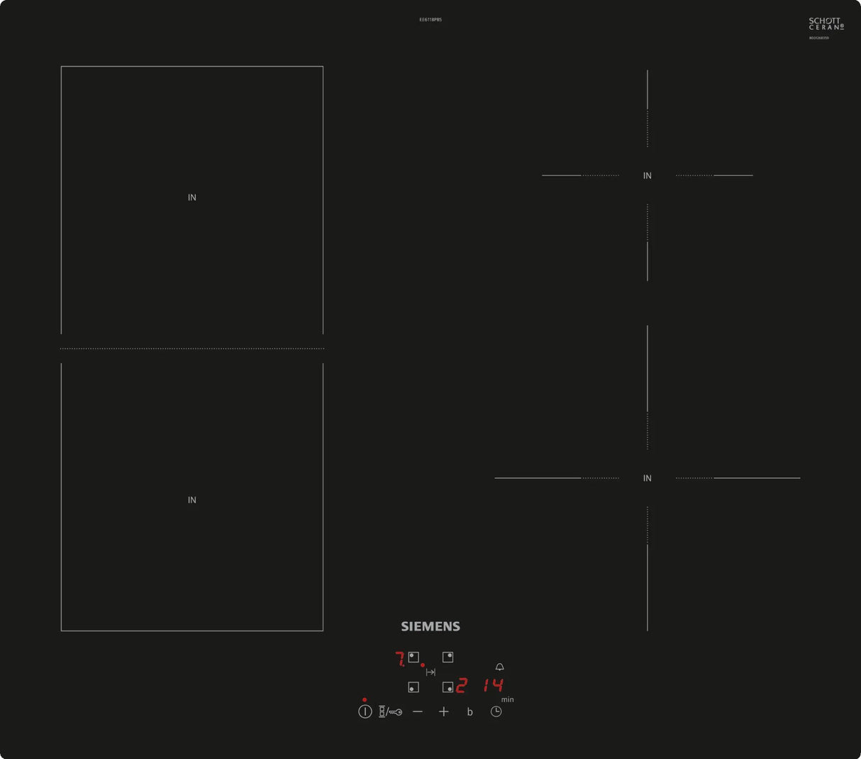Plaque de cuisson a induction Siemens - 4 feux - 60 cm - EE611BPB5E IQ500