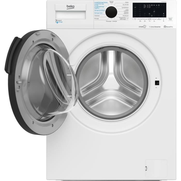 Lave-linge sÈchant BEKO b300 HTE7614YBST - 7 / 4 kg - Induction - L60cm - 1200 trs/min - Blanc