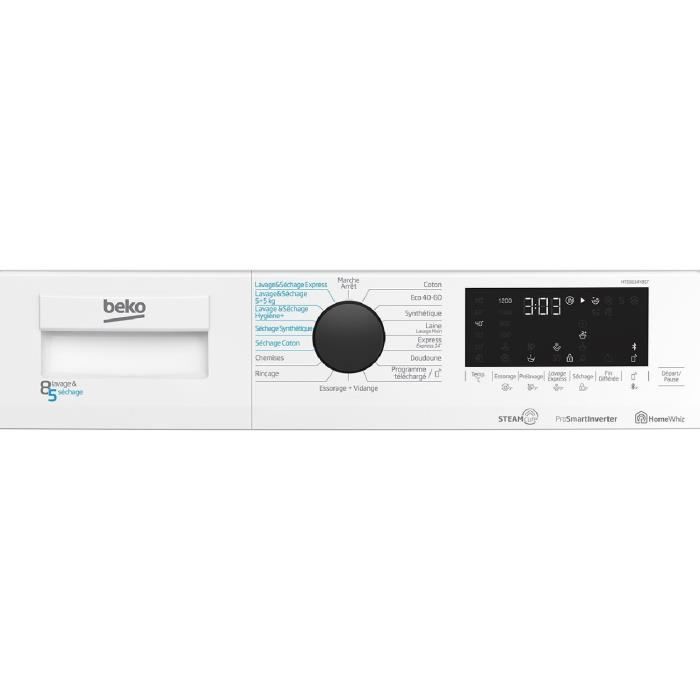Lave-linge sÈchant BEKO b300 HTE8614YBST - 8 / 5 kg - Induction - 1200 trs/min - Blanc