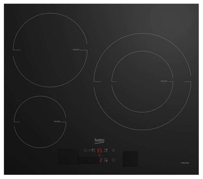Plaque a induction - BEKO - 3 foyers - 60 cm - Noir - HII63405MT