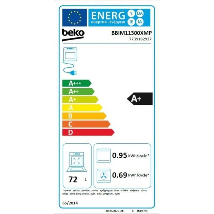 Four encastrable Pyrolyse Chaleur pulsÈe BEKO BBIM11300XMP Inox - Porte froide - 72L - 59,4 cm