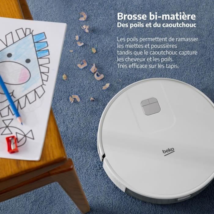 BEKO VRR60314VW - Aspirateur Robot Laveur 2 en 1 Connecté - Autonomie 150 minutes - 2000 pa - Blanc