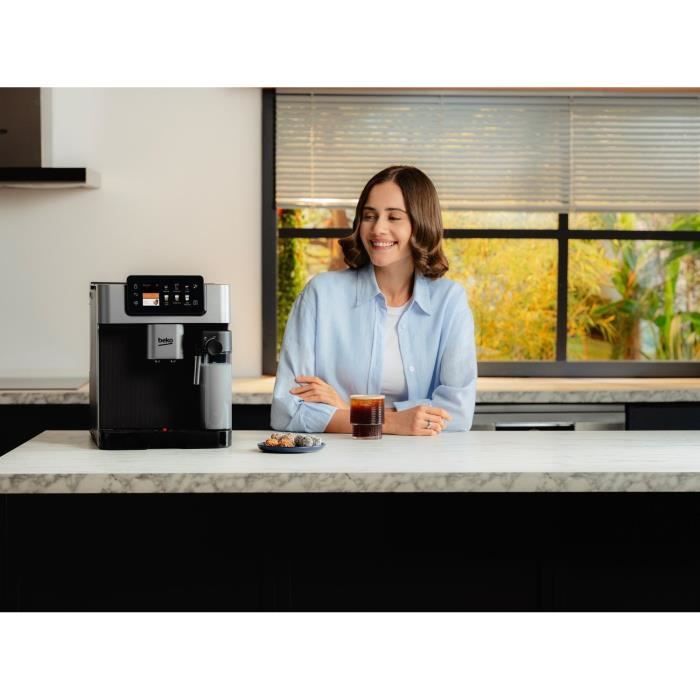 Machine a café avec broyeur - BEKO - CEG7348X - 1350 W - 250g de grains - Noir / Silver