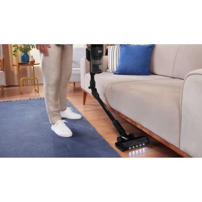 BEKO VRT97325VY - Aspirateur Balai sans Fil avec station de Vidange - 150 AW - Brosse Adaptedge auto-demelante