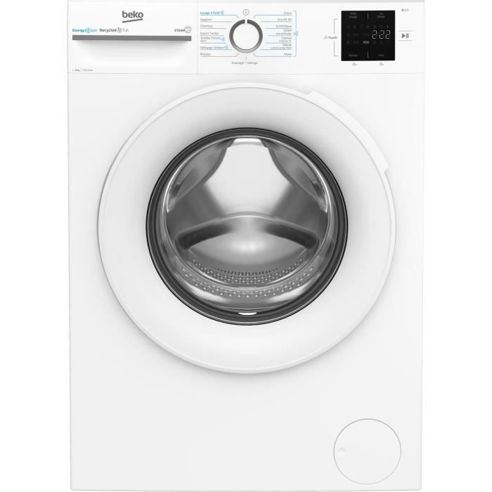 Lave-linge hublot BEKO LLFT39411 - 9 kg - Induction - L60cm - 1400 trs/min - Classe A - Blanc