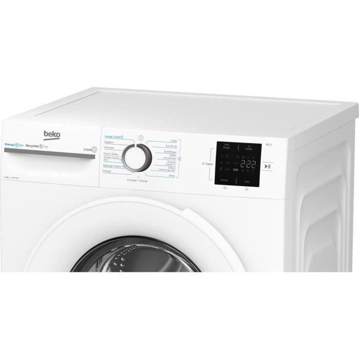 Lave-linge hublot BEKO LLFT39411 - 9 kg - Induction - L60cm - 1400 trs/min - Classe A - Blanc