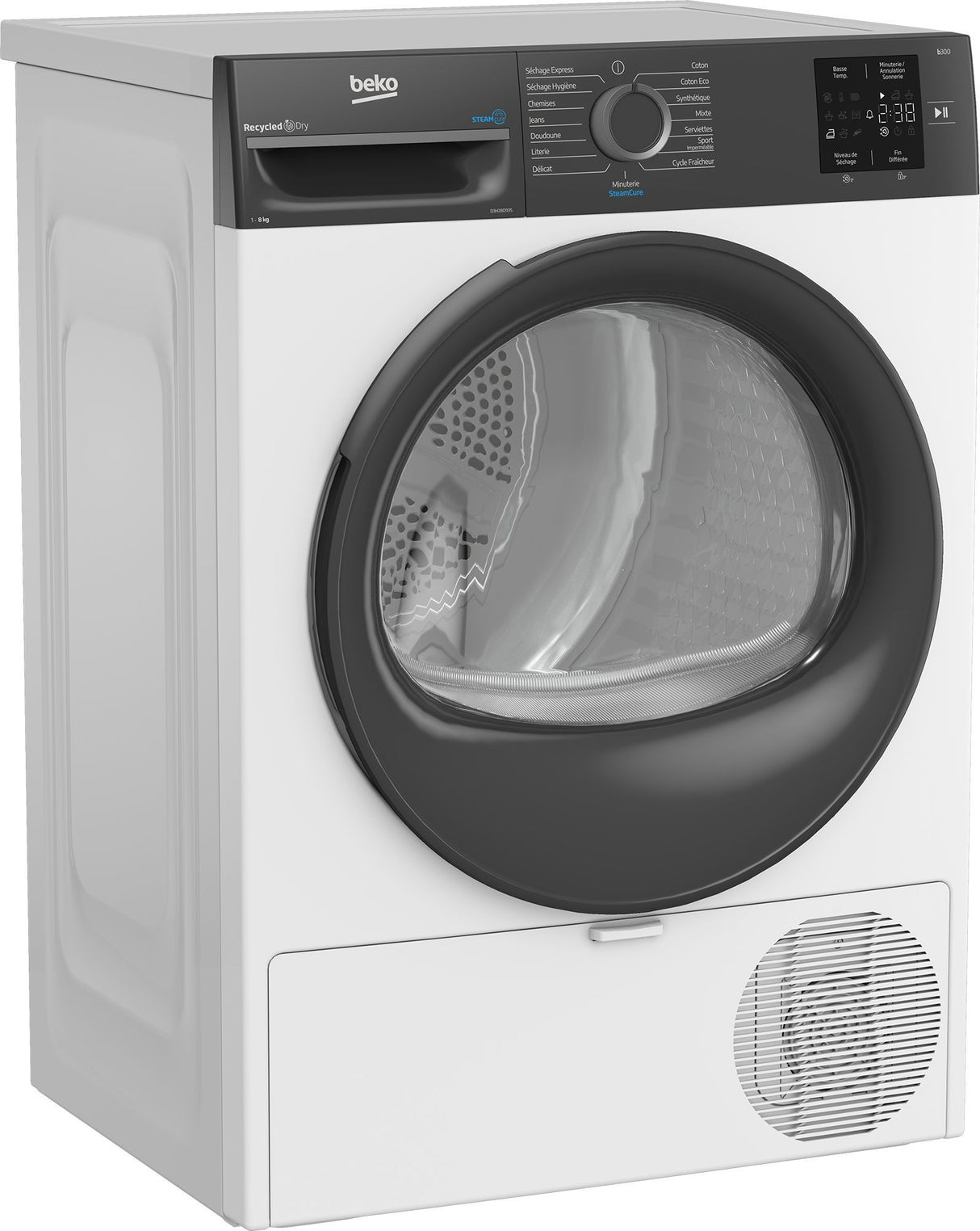 Seche-linge pompe a chaleur BEKO D3H28D93S b300 Eco Sense - 8 kg - L60cm - Classe D - Blanc