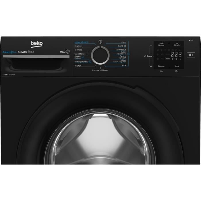 Lave-linge hublot BEKO BM0WT31021FB - 10 kg - 1200 trs/min - Classe A - Noir
