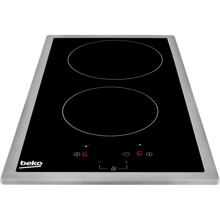 Table de cuisson BEKO HDMC32400TX - 2 foyers vitrocéramique - Commandes tactiles - Noir - Minuterie intégrée