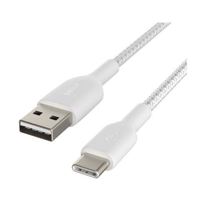 Câble tressé - BELKIN - USB-C vers USB-A - 0,15 m - Blanc