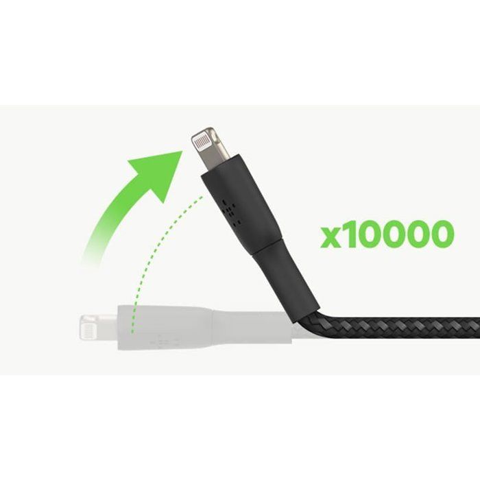 Câble tressé - BELKIN - Lightning vers USB-A - 2 m - Noir