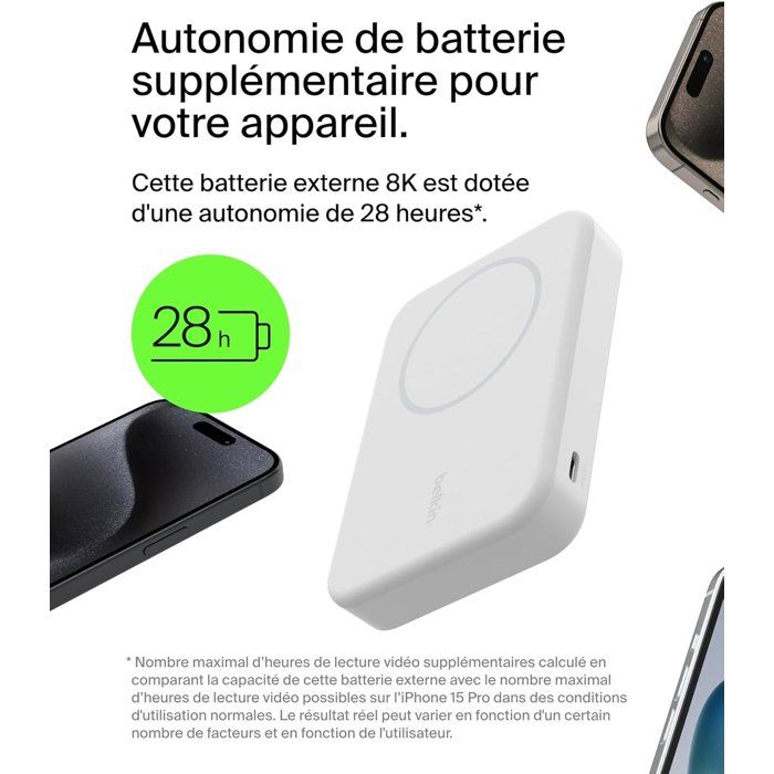 Batterie externe magnétique - BELKIN - Blanc