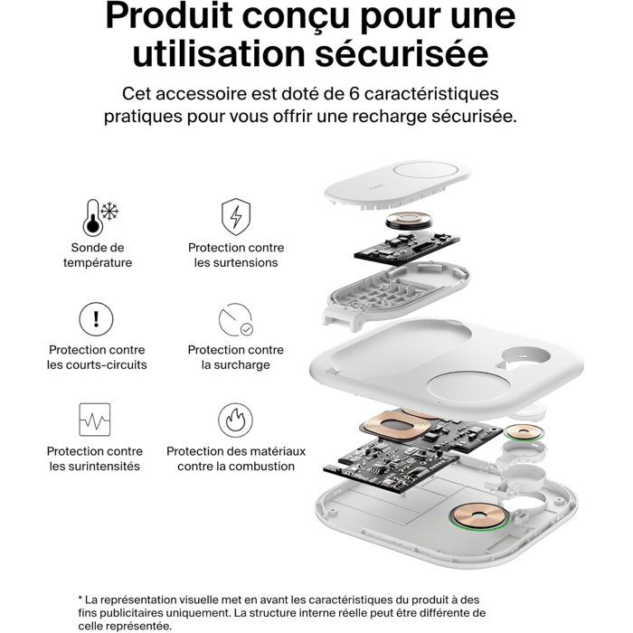 Socle de recharge - BELKIN - Qi2 - 3-en-1 - Blanc