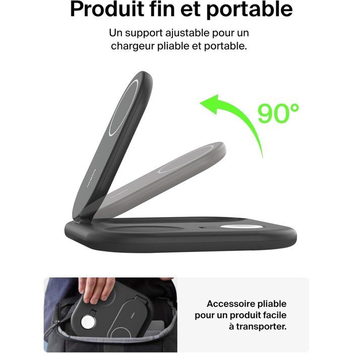 Socle de recharge - BELKIN - Qi2 - 3-en-1 - Noir