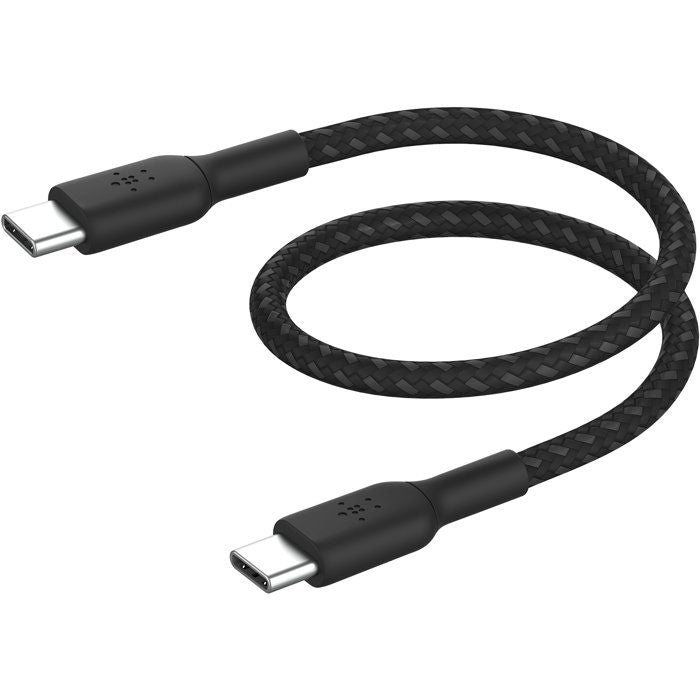 Câble tressé - BELKIN - USB-C vers USB-C - 0,15 m - Noir