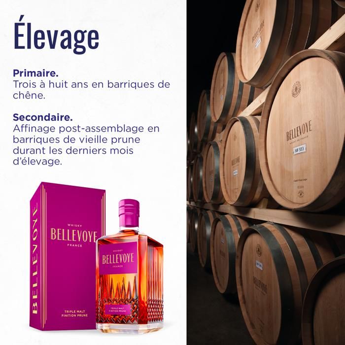 BELLEVOYE - PRUNE - Whisky - Triple Malt - Origine : France - 43 % alcool - bouteille 70 cl