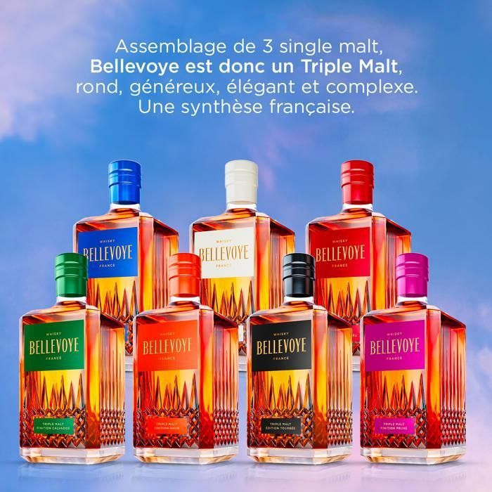BELLEVOYE Orange - Whisky Triple Malt - Whisky Français Bellevoye - 40 % Alcool - Origine : 100 % France - 70 cl