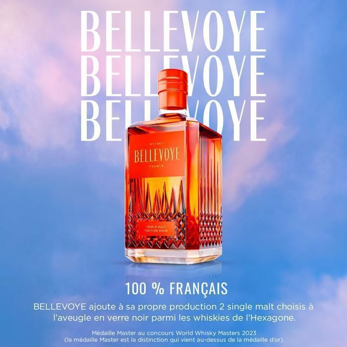 BELLEVOYE Orange - Whisky Triple Malt - Whisky Français Bellevoye - 40 % Alcool - Origine : 100 % France - 70 cl
