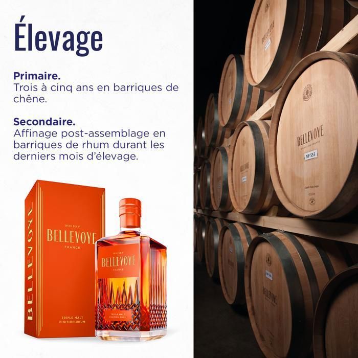 BELLEVOYE Orange - Whisky Triple Malt - Whisky Français Bellevoye - 40 % Alcool - Origine : 100 % France - 70 cl