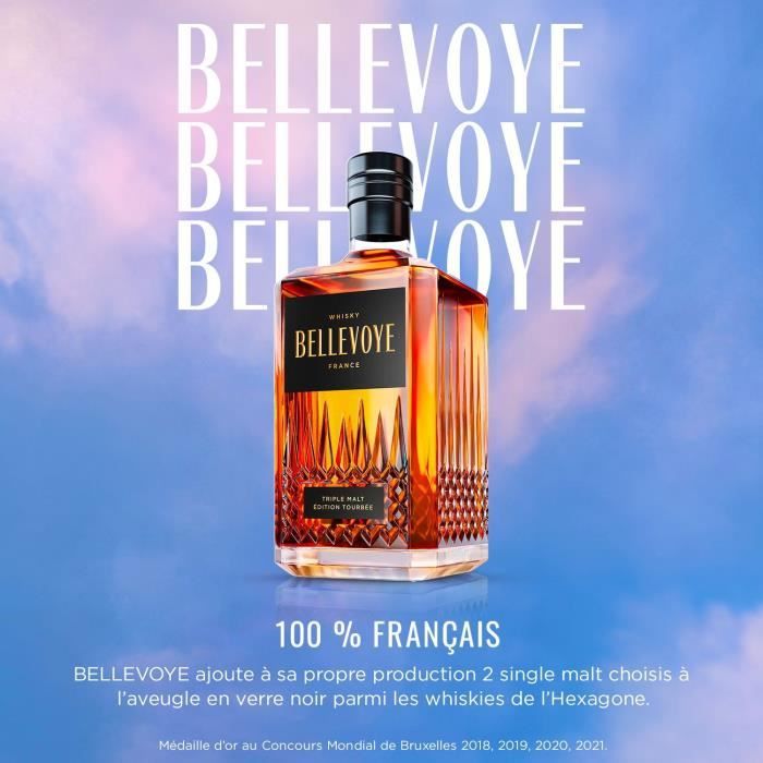 BELLEVOYE - NOIR - Whisky - Triple Malt - Origine : France - 43 % alcool - bouteille 70 cl
