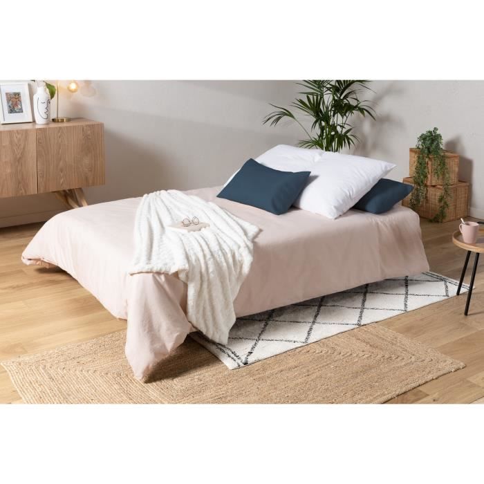 COMFORT BULTEX Banquette clic-clac - 3 places - Tissu gris + Coussins dÈco bleu - L193 x