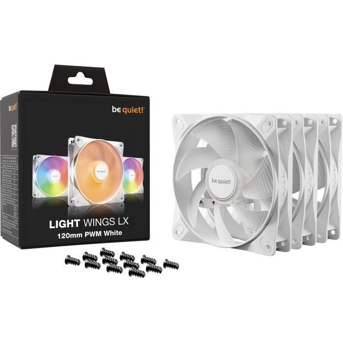 BE QUIET! - Light Wings LX - Ventilateur Boîtier - BL122 - 120 mm - PWM Triple - White - Pack