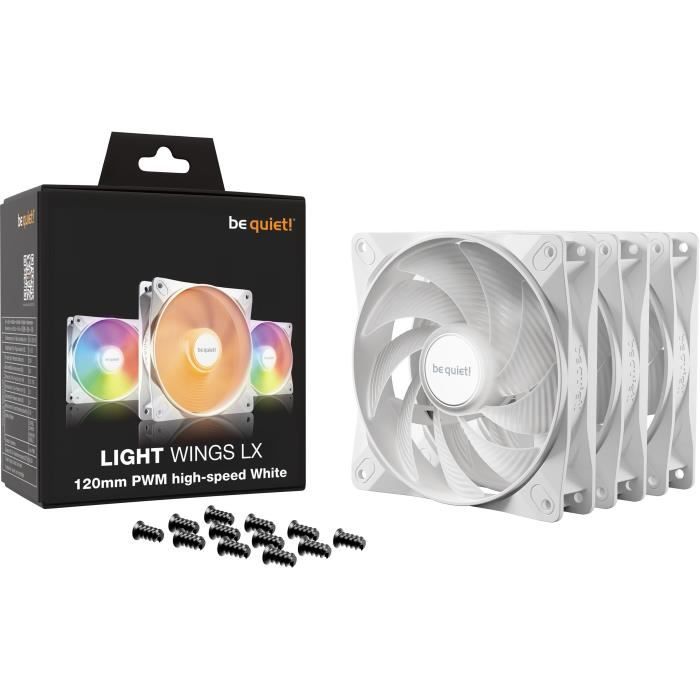 BE QUIET! - Light Wings LX - Ventilateur Boîtier - BL125S - 120 mm - PWM high - Speed triple - White - Pack