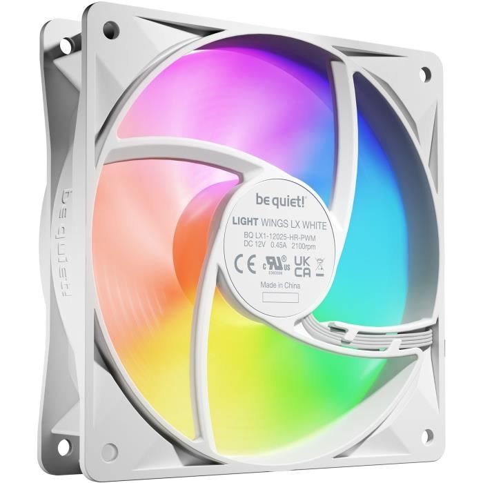 BE QUIET! - Light Wings LX - Ventilateur Boîtier - BL125S - 120 mm - PWM high - Speed triple - White - Pack