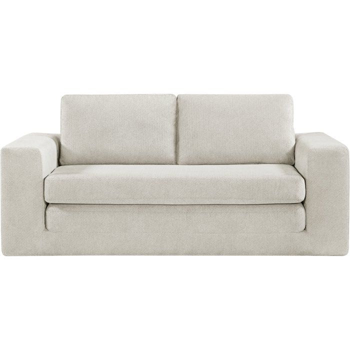 Canapé compressé convertible - 3 places - BERTILLE - Tissu Beige creme - 200 x 98 x 90 cm