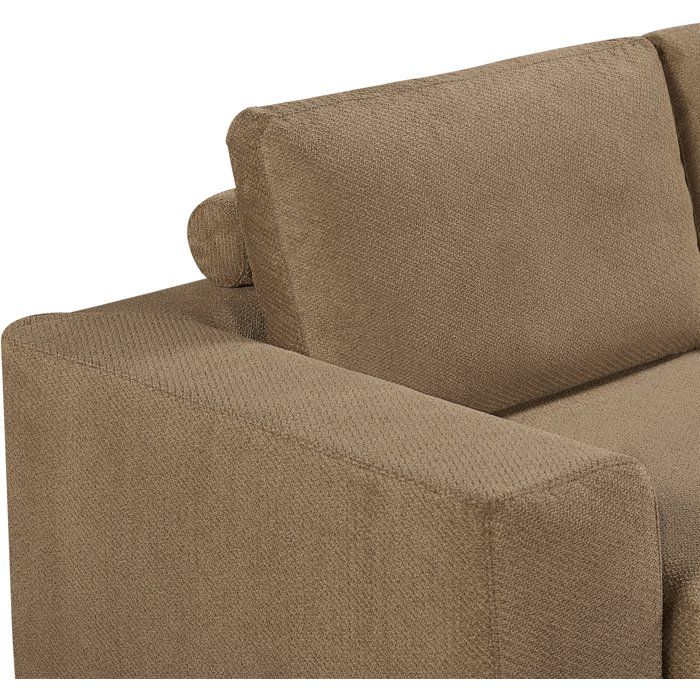 Canapé compressé convertible - 3 places - BERTILLE - Tissu Camel - 200 x 98 x 90 cm