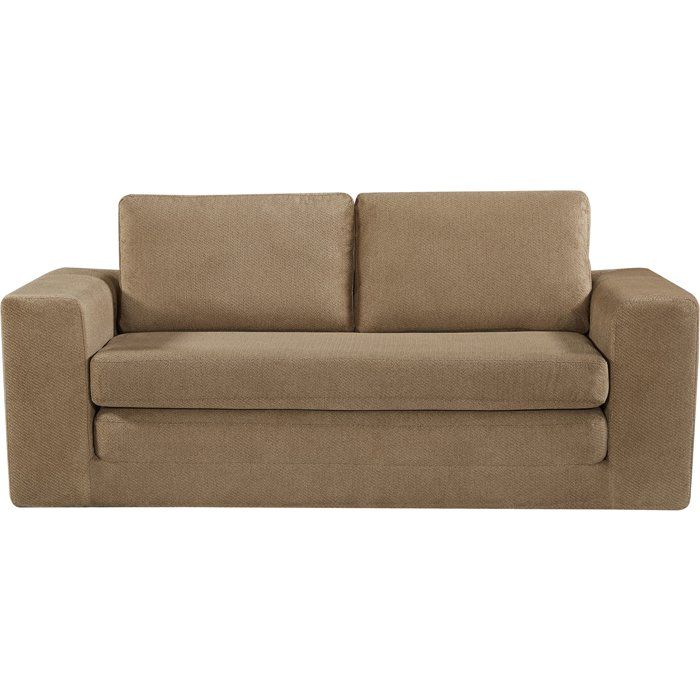 Canapé compressé convertible - 3 places - BERTILLE - Tissu Camel - 200 x 98 x 90 cm