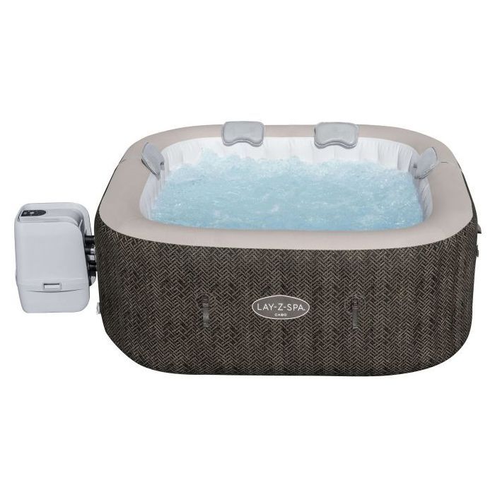 Spa gonflable BESTWAY - Lay-Z-Spa Cabo - 140 airjets - 180x180x71 cm - 4 a 6 places - Carré (couverture, cartouche, 4 appuie-tete)
