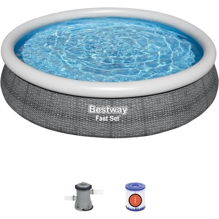 Kit Piscine hors sol autoportante BESTWAY - Fast Setô - 366x76cm - Ronde (LivrÈe avec une pompe et cartouche de filtration)