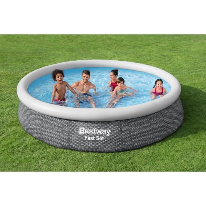 Kit Piscine hors sol autoportante BESTWAY - Fast Setô - 366x76cm - Ronde (LivrÈe avec une pompe et cartouche de filtration)