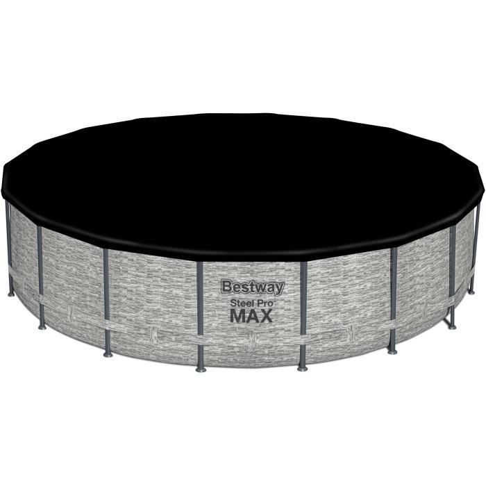 Kit Piscine hors sol tubulaire BESTWAY Steel Pro Max - 549 x 122 cm - Ronde (Avec pompe de filtration, une échelle et une bâche)