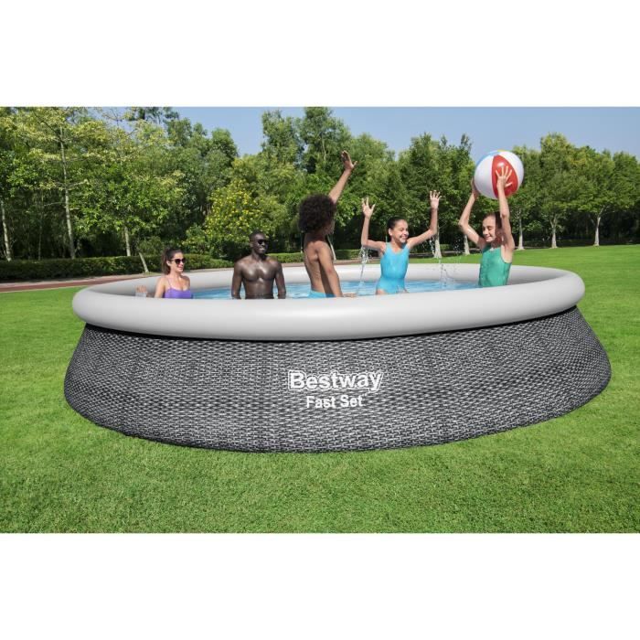 Kit Piscine hors sol autoportante BESTWAY - Fast Set - 457 x 84 cm - Ronde (Livrée avec une pompe et cartouche de filtration)