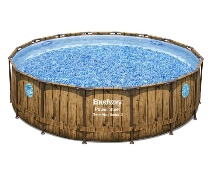 Kit Piscine hors sol tubulaire BESTWAY - Power Steelô - 488 x 122 cm - Ronde (filtre a cartouche, b‚che, Èchelle)