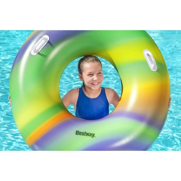 Bouée gonflable - BESTWAY - Rainbow - Diametre 119 cm - Multicolore - Pour enfants a partir de 6 ans