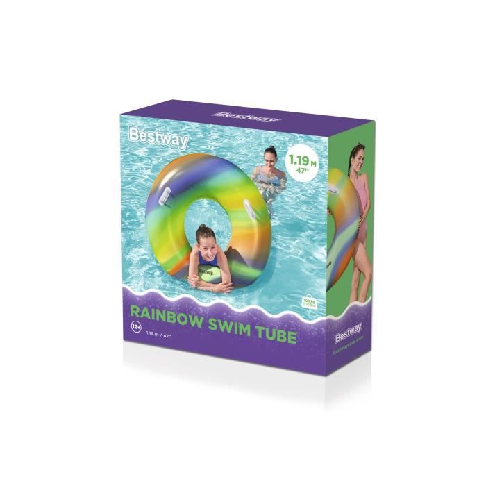 Bouée gonflable - BESTWAY - Rainbow - Diametre 119 cm - Multicolore - Pour enfants a partir de 6 ans