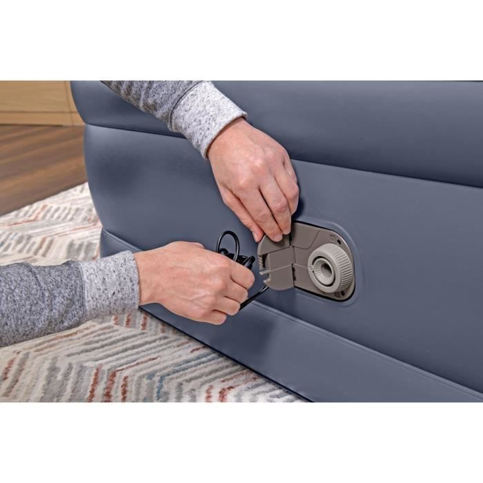 Lit gonflable - BESTWAY - 6713I - Tritech™ - 2 places, 203 x 152 x 51 cm, pompe électrique intégrée, cadre de lit