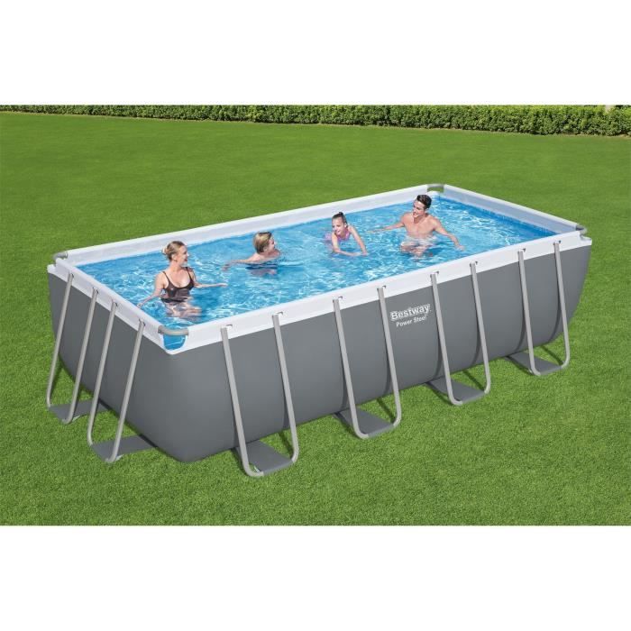 Kit Piscine hors sol tubulaire BESTWAY - Power Steelô - 488 x 244 x 122 cm - Rectangulaire (filtre a sable, b‚che, Èchelle)