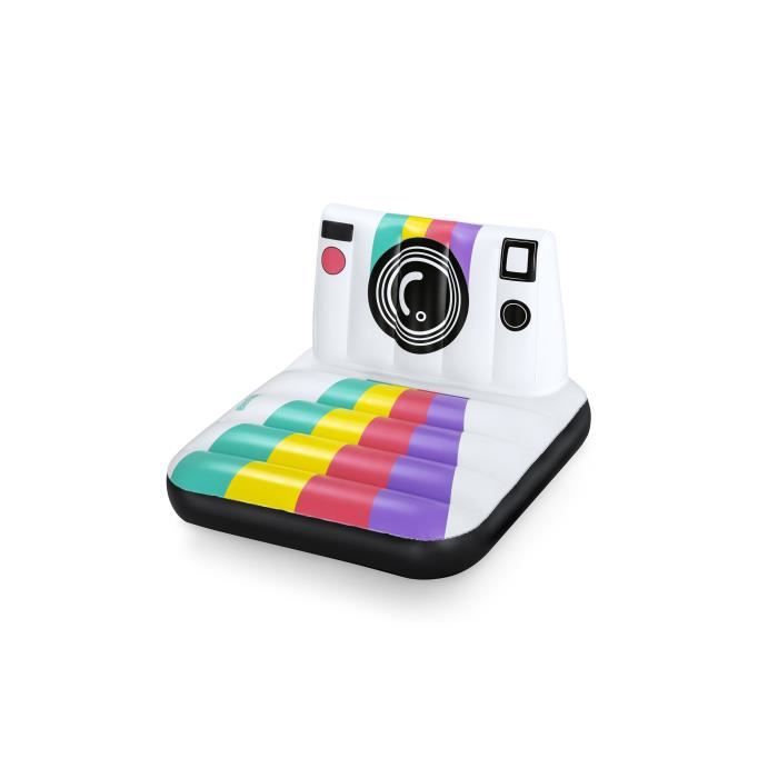 Matelas gonflable de piscine - BESTWAY - Polaroid - Blanc et multicolore
