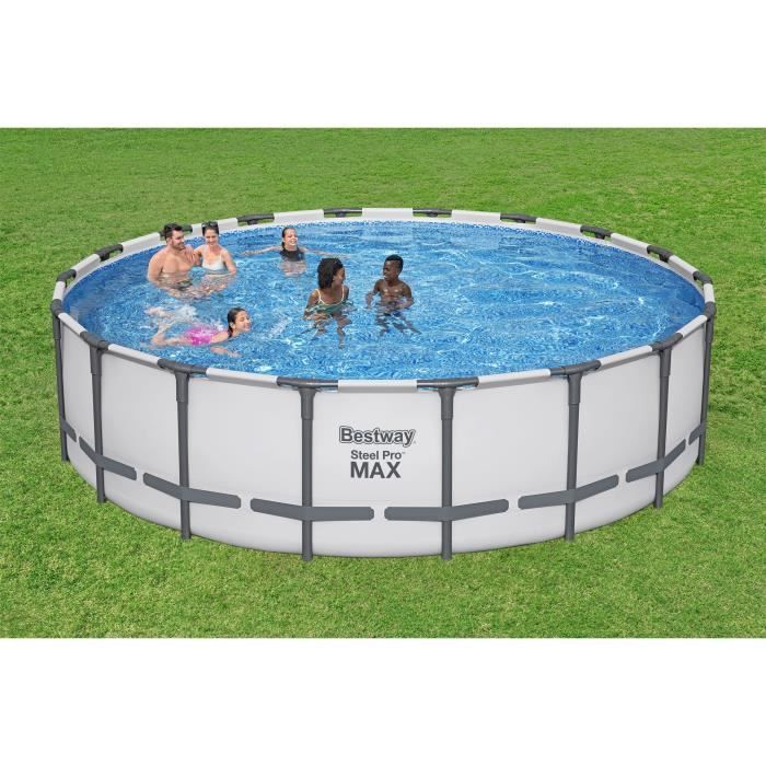 Kit Piscine hors sol tubulaire BESTWAY - Steel Pro Max - 549 x 132 cm - Rectangulaire (Inclus filtre a cartouche + échelle + bâche)