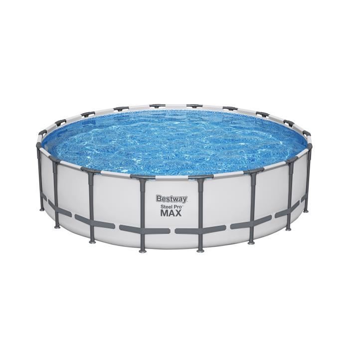 Kit Piscine hors sol tubulaire BESTWAY - Steel Pro Max - 549 x 132 cm - Rectangulaire (Inclus filtre a cartouche + échelle + bâche)
